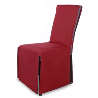 SCHEFFLER-Home Stuhlhusse Mila 4er Set/Festlicher Stuhlbezug mit Schleife für Weihnachten, Hochzeit, Geburtstag/Elegante Bankett-Husse für jeden Anlass und Stuhl/Für Esszimmer, Wohnzimmer/Bordeaux