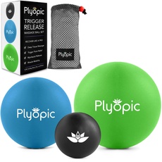 Plyopic Massageball Set – Inklusive 3 Größen von Faszienball. Fur Myofasziale Selbstmassage, Triggerpunkt und Fersenschmerzen (Fasziitis Plantaris) Therapie: Rucken, Nacken, Hand, Fuss