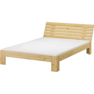 Französisches Bett 140 x 200 Kiefer massiv Bettrahmen Zubehör wählbar V-60.67-14-TinaRollrost und Matratze inkl. - Naturbelassen