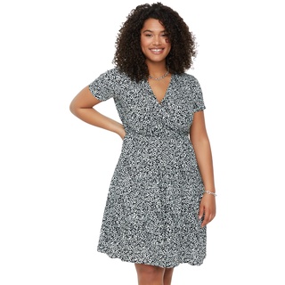 TRENDYOL Damen Mini A-lijn Regular Plus Size Dress Kleid, Schwarz, XL Große Größen EU