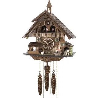 Engstler - 4835_QMT - Kuckucksuhr - Quarz - Nussbaum - mit Musik mit Tanzpaar - 42 cm - Braun