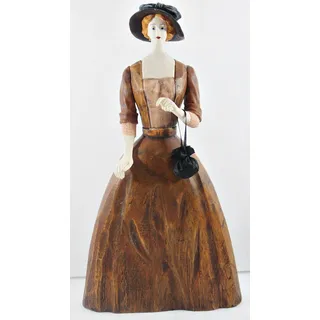 Modefigur Beauty figur Deko Modepuppe Dame braunes Kleid mit Handtasche aus Holz