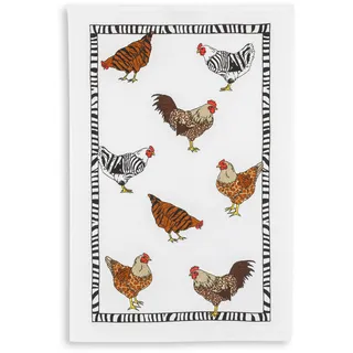 KRACHT, Geschirrtuch Frottier, Druck Zebrahühner, 45/70cm, 100% Baumwolle