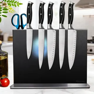 Fimaten Magnetischer Messerblock ohne Messer - Schwarz Stark Magnetisch & Doppelseitig Messerblock aus Edelstahl für Messer & Werkzeuge- Universell Magnet Messerhalter für Küche & Werkstatt, 30cm