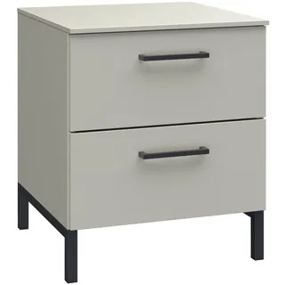 Novel Nachtkästchen , Hellgrau , Metall , 2 Schublade(n) Schubladen , 42x51x41 cm , Typenauswahl, Soft-Close-System , Schlafzimmer, Nachtkästchen