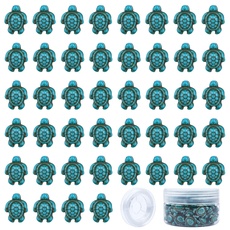 SUNNYCLUE 1 Box 100 Stück Schildkröten-Perlen-Charms Geschnitzte Zwischenperlen Mit 10 m Elastischem Faden Für Halsketten-Armband-Ohrring-Charms Zum Selbermachen von Schmuck
