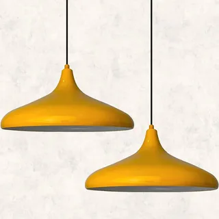 Pendelleuchte Champion, E27, Ø35 Kinderzimmer Lampe 2-Flammig Schlafzimmer Lamp Metall, Wohnzimmerlampe Hängelampe, Moderne Esszimmerlampe Kuppel - Gelb
