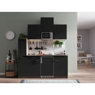 Respekta Küchenzeile 180 cm Schwarz-Eiche