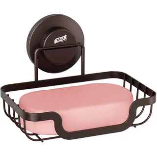 TAILI Dusche Seifenschale mit Ablauf, MAX Halten 5 KG, Edelstahl Seifenschalen ohne Bohren, Seifenhalter Wandmontage für Badezimmer, Seifenhalter mit Saugnapf, Küche Schwammhalter, Braun