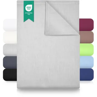 Green Mark Textilien Bettlaken Baumwolle 180 x 275 cm Silber Grau