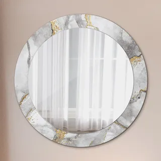 Spiegel - Mirror zum Wandspiegel Schlafzimmer – Schminkspiegel- weiß Marmor Gold- Ø70cm - Grau