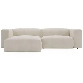 GRAINGOLD Ecksofa Landi Links - Moderne Cord Ecksofa, Wohnzimmer, Sofa - Eckcouch Beige (Lincoln 03) - Beige