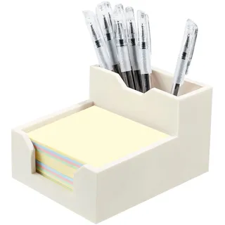 Kamehame Zettelbox mit Stifthalter Silikon Pen Holder Schreibtisch Stifte Halter Organizer Stiftebox Notizzettel Box oder Kartensteckpl?tzen Cube Notiz Box passt 3x3'' Haftnotizen, weiß