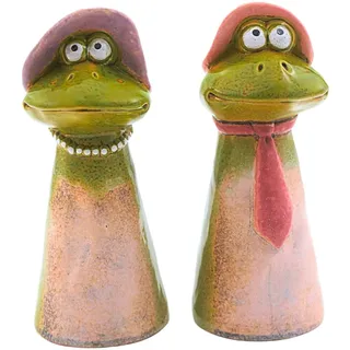 Dekohelden24 Zaunfigur Froschpaar 9,3 cm Grün