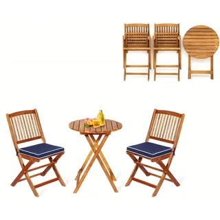 Balkontisch-Set – Balkonmöbel-Set – Bistrotisch-Set – Gartentisch-Set – Klappbar – Akazienholz