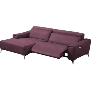 Egoitaliano Ecksofa »Suzette, Designsofa mit hohem Sitzkomfort«, mit Recamiere, inkl. 1 elektronischen Relaxfunktion, L-Form, lila