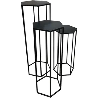 HOME DECO FACTORY Gigogne X3 Metall Schwarz Mobilier Schreibtisch Konsole Sellette Möbel Innenbereich, 60 x 30 x 26 cm