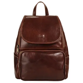 Cityrucksack PIKÉ "PIKÉ Damen, Herren City Rucksack echt Leder, Made in Italy", Gr. B/H/T: 33cm x 26cm x 12cm, onesize, braun, Leder, Rindsleder, unifarben, Rucksäcke Cityrucksack, echt Leder, Made in Italy