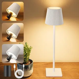 YICAIZI LED Tischlampe Kabellos Akku Tischlampen mit Flaschenverschluss Stufenlos Dimmbar Aufladbar Tischleuchte mit 3 Farbtemperatur für Outdoor, Wohnzimmer, Schlafzimmer, Nachttisch, Weiß