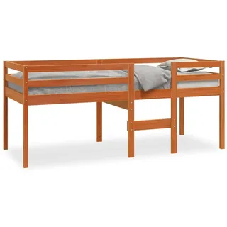 vidaXL Hochbett Wachsbraun 90x200 cm Massivholz Kiefer - Braun