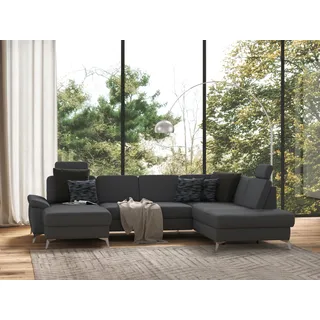 sit&more Wohnlandschaft »Padua U-Form« inklusive Sitztiefenverstellung, Armteilfunktion und Federkern, blau