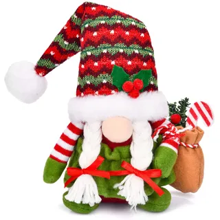 JOYSAL Weihnachtswichtel, Weihnachtsdeko Wichtel Figuren, 34cm Hoch Santa Tomte Gnom für Weihnachten Deko, Tolle Dekoidee in Winter Weihnachten