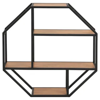 Livetastic Wandregal , Schwarz, Eichefarben , Metall, Holzwerkstoff , 77x77x20 cm , Reach , Holzmöbel, Holzregale, Wandregale Holz