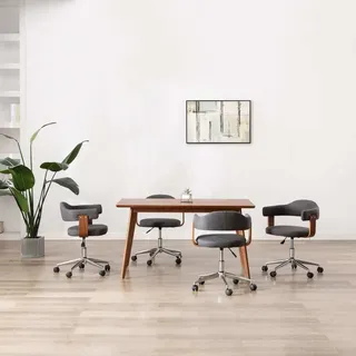 Drehbare Esszimmerstühle 4 Stk. Grau Bugholz und Stoff - Grau