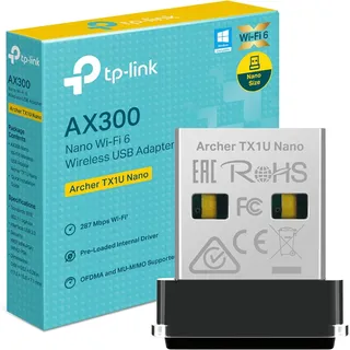 TP-Link Archer TX1U Nano WLAN Stick für PC, Wi-Fi 6 WLAN Adapter, Plug & Play, Nano-Größe, MU-MIMO, Access-Point-Modus, Kompatibel mit Windows, AX300