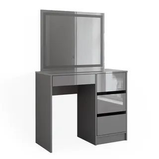Vicco Schminktisch-Set Sherry Grau Hochglanz 90 cm mit LED-Spiegel, Model 41287 - Grau