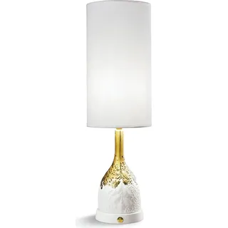 Casa Padrino Luxus Tischleuchte Porzellan Weiß / Gold H53 x 17 cm - Luxus Beleuchtung Tischlampe - Weiß, Gold
