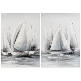 DKD Home Decor Holzbild, Grau, 2 Stück (50 x 3 x 70 cm)