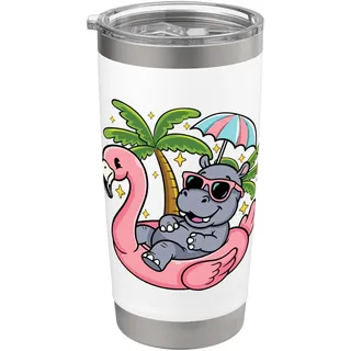 Sommer Strand Pool Party Hippo aufblasbare Flamingo Hawaiian Doppelwandiger Edelstahl-Thermobecher