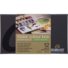 Rembrandt Water Colour Box Landscape Selection extra feine Aquarellfarbe, Metallkasten mit 12 Näpfchen optimiert für Landschaften inkl. Pinsel
