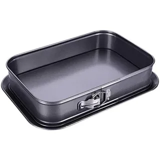 Notcilgias Backform Rechteckig, Springform Kuchenform Viereckig,Käsekuchen-Backgeschirr, Tiramisu Form antihaftbeschichtet, schnittfest, Kuchenform eckig,Gold (Black)