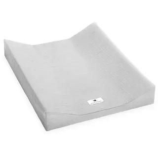 Julius Zöllner Wickeauflagenüberzug für 2-Keil-Mulde aus Musselin, Grau, Made in Germany, OEKO-TEX Standard 100, Größe: 50/65 cm