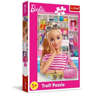 Trefl - Barbie, Lernen Sie Barbie kennen - Puzzle 100 Teile - Rosarotes Puzzle mit der Beliebtesten Puppe der Welt, Kreative Unterhaltung, Spiel für Kinder ab 5 Jahren