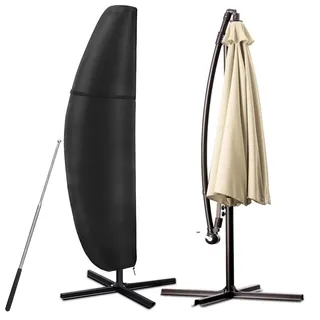 NEMMXUB Sonnenschirm Schutzhülle mit Stab, 3 M Ampelschirm Schutzhülle, Wasserdicht, UV-Beständig, Winddicht und Schneesicher (280 X 30/80/50 CM, Schwarz)