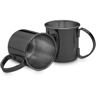 ECHTWERK Moscow Mule Becherset, 2-tlg, bruchsichere Edelstahl-Gläser, Cocktail-Set, perfekt für Gin, Vodka, Bier und Kaltgetränke, Geschenkset, Black-Edition, 480 ml