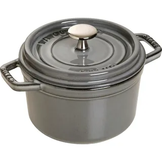 STAUB Gusseisen Bräter/Cocotte, Rund 16 cm, 1,2 L, Aromaregen Funktion für optimale Befeuchtung, Für alle Herdarten inkl. Induktion & Backofen, Graphitgrau