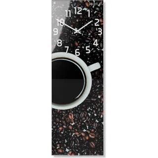 Rechteckige Wanduhr aus Glas KAFFEETASSE - Schwarz