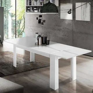 Dmora - Ausziehbarer Tisch Nanni, ausziehbare Konsole für bis zu 10 Sitzplätze, ausziehbare Konsole 100 % Made in Italy, 140/190 x 90 x 75 cm, glänzend weiß
