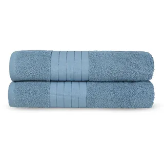 good morning Badetuch »Uni Towels«, (2 St., 2er Set Badetücher 70 x 140 cm), Baumwolle, Walkfrottee, Bordüre, 500 GSM, Weich, Einfarbig, Schwarz good morning eisblau B/L: 70 cm x 140 cm