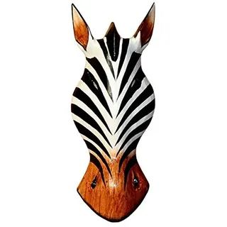 Wogeka Schöne 30 cm ZEBRA Maske Holz Tier Giraffe Afrika Maske49