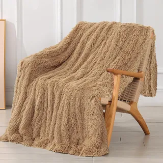 Tuddrom Dekorative, extra weiche Kunstfelldecke, Queen-Size-Größe, 203,2 x 228,6 cm, einfarbig, wendbar, flauschig, flauschig, gemütlich, Plüsch-Fleece, Bequeme Mikrofaser-Felldecke für Couch, Sofa,