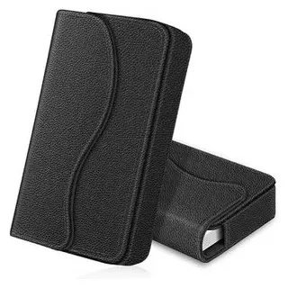 Fintie Visitenkartenetui Premium Kunstleder Handgefertigte Scheckkartenhülle Kreditkartenetui mit Magnetverschluss für Damen Herren, Schwarz