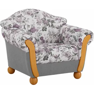 Sessel HOME AFFAIRE "Milano, bequemer Loungesessel, Landhaus-Stil, Holz-Chatosen und -Füße", lila (hellgrau, flieder geblümt), B:102cm H:83cm T:81cm, Chenille (70% Polyacryl, 30% Polyester) auf Korpus und Zierkissen, Sitz und Rücken im Blumenmuster »Paradise« (100% Polyester);Chenille (70% Polyacryl, 30% Polyester), Sessel, Sessel