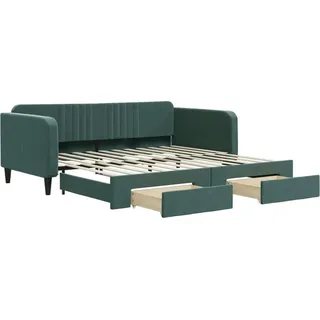 vidaXL Tagesbett Ausziehbar mit Schubladen Dunkelgrün 100x200 cm Samt - Grün