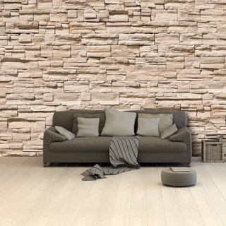 Fototapete Steine 3D 366 x 254cm inklusive Kleister Steinwand Mauer beige Asian Stonewall Asien Tapete