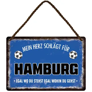Hamburg Blechschild Fußballschild Deko Metallschild mit Spruch Sport Schild Fussball Fanartikel Fan Liebhaber Begeisterte Weihnachten Geschenkidee